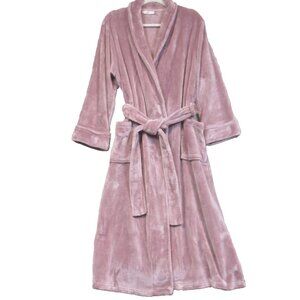 Natori Private Luxuries Plush Robe Women's Size L Long Belted Purple Lavender